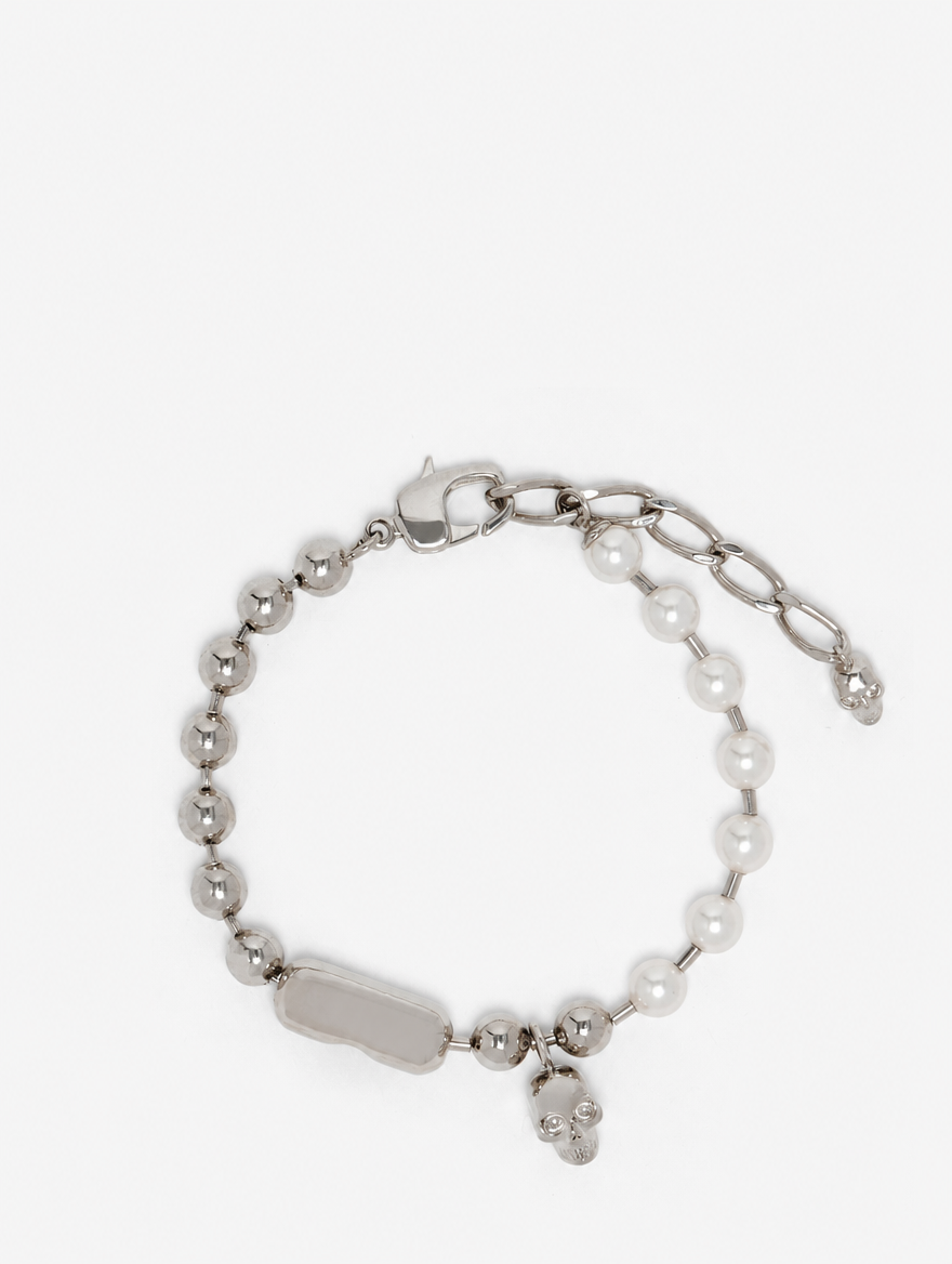 Pearl and skull bracelet